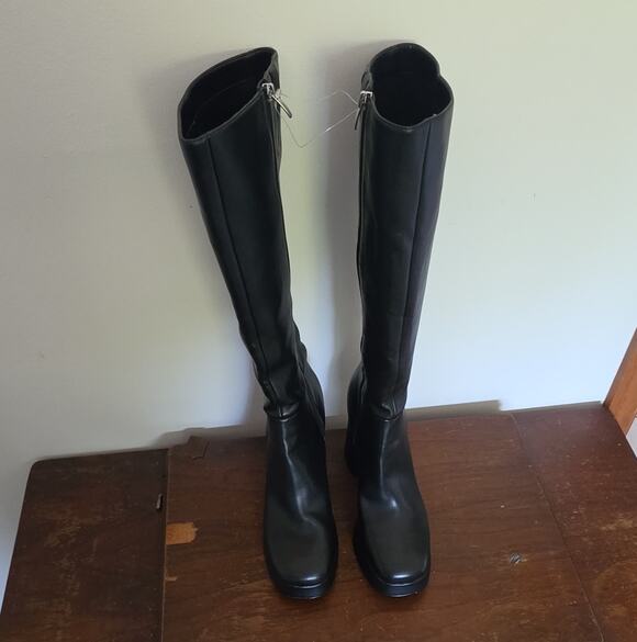 Nine West Shoes - **NEW -Nine West Black Knee High Riding Boots Zip Square Toe Regular Calf US 9 M